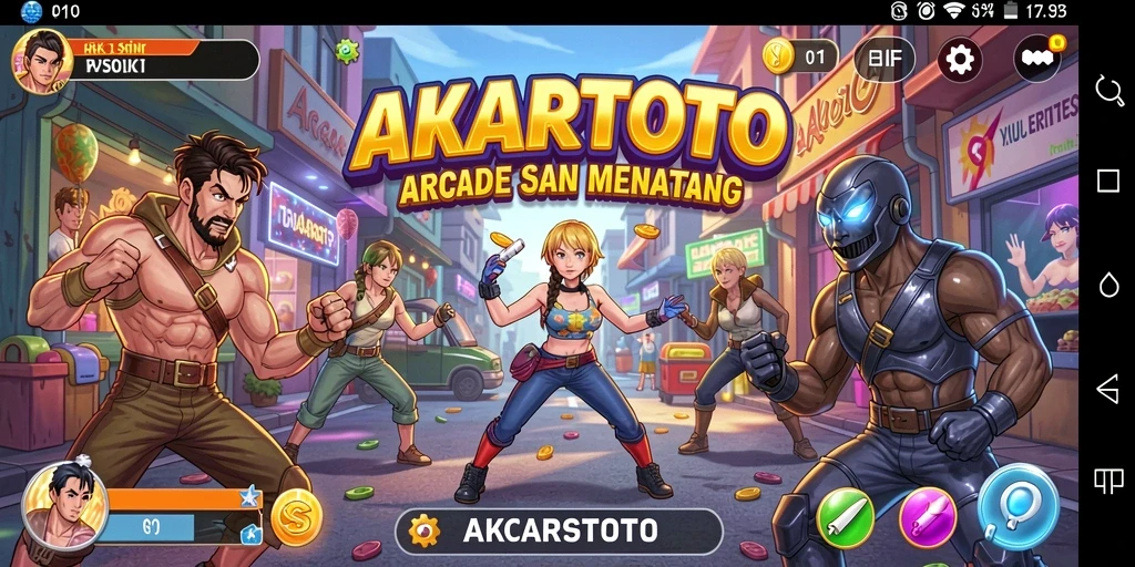 Screen utama AKARTOTO yang menunjukkan gameplay seru dan adiktif.