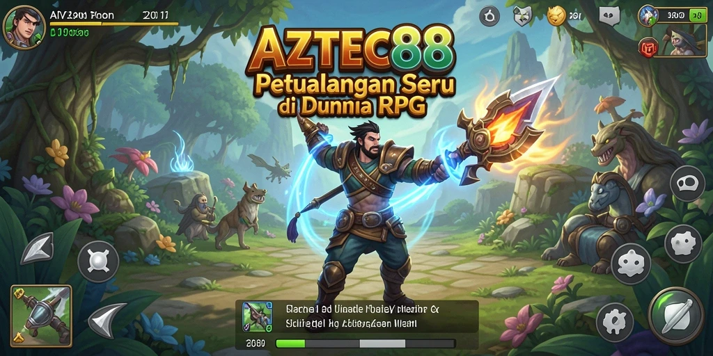 Screenshot AZTEC88 menampilkan pertarungan seru dengan grafis RPG yang memukau.