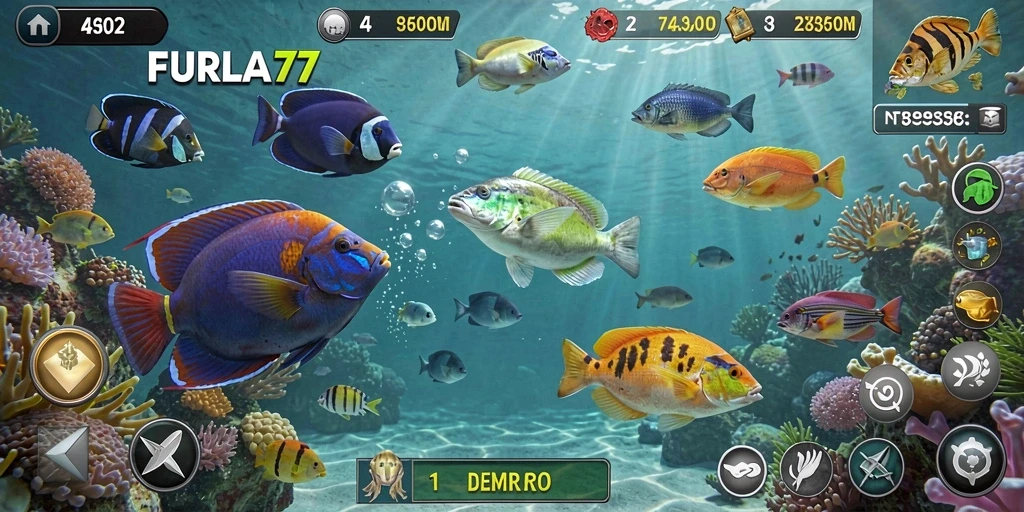 Screenshot FURLA77 menunjukkan gameplay seru dalam Tembak Ikan.