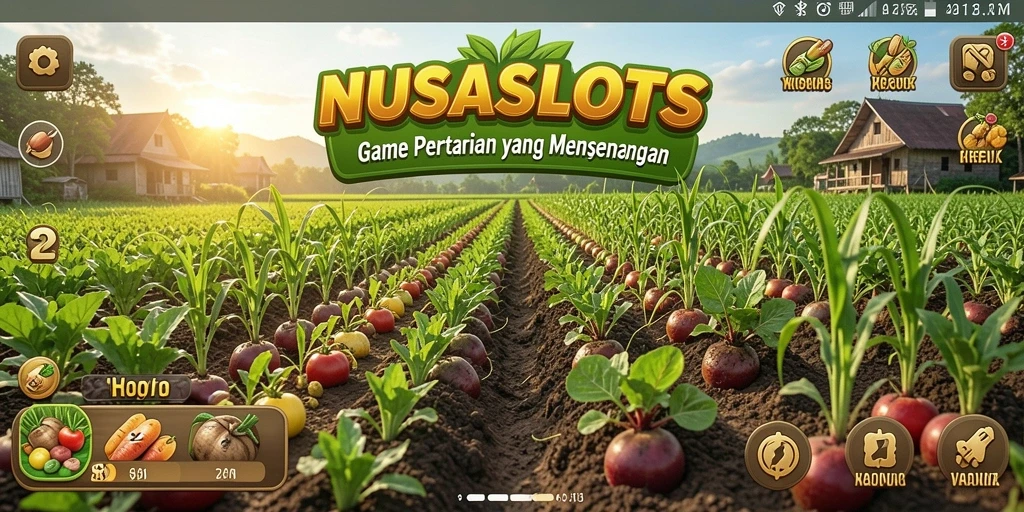 Tampilan menarik dari gameplay pertanian di NUSASLOTS.