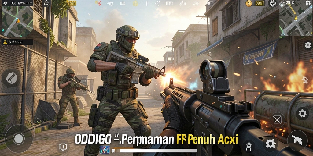 Tangkapan layar ODDIGO menunjukkan pertempuran intens di dunia FPS.