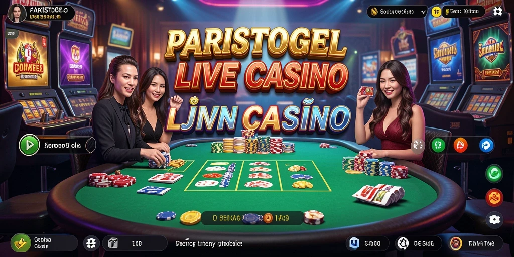Screenshot gameplay PARISTOGEL menampilkan dealer langsung dan suasana permainan yang mendebarkan.