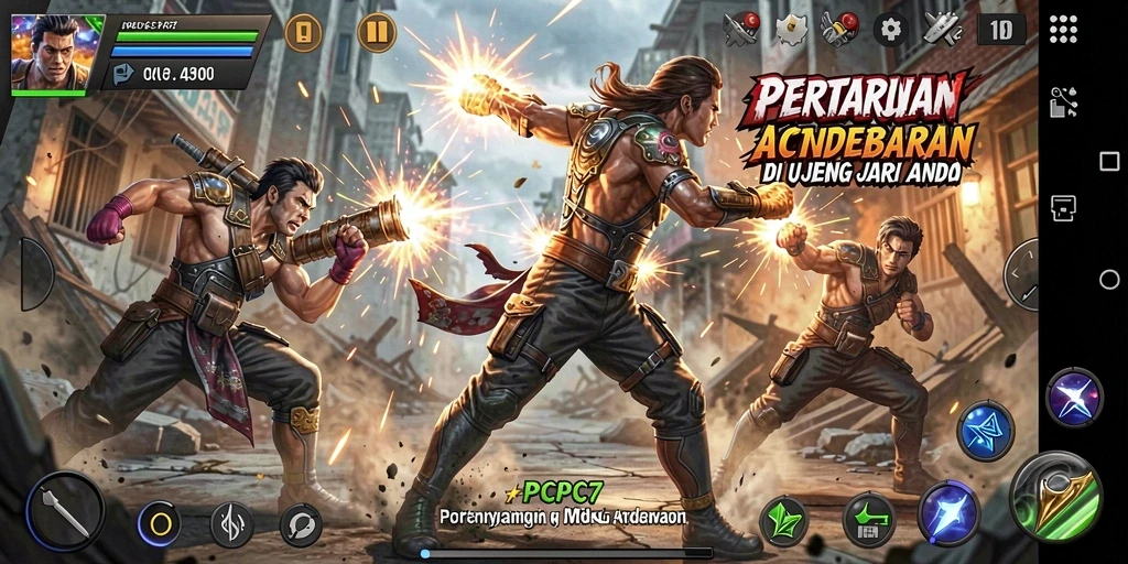 Tangkapan layar PCPC7 menampilkan aksi pertarungan yang menegangkan.