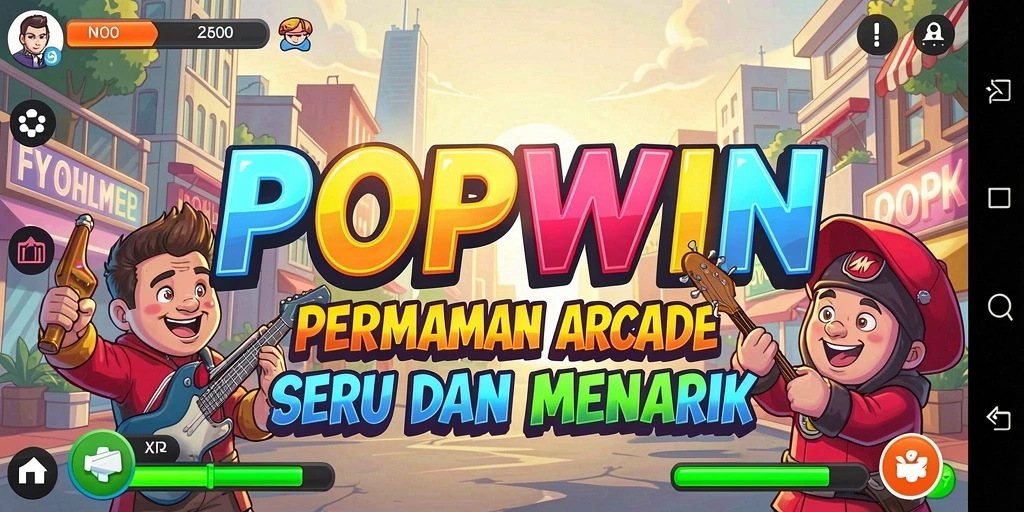 Screenshot utama <strong>POPWIN</strong> menampilkan aksi seru dalam gameplay arcade.