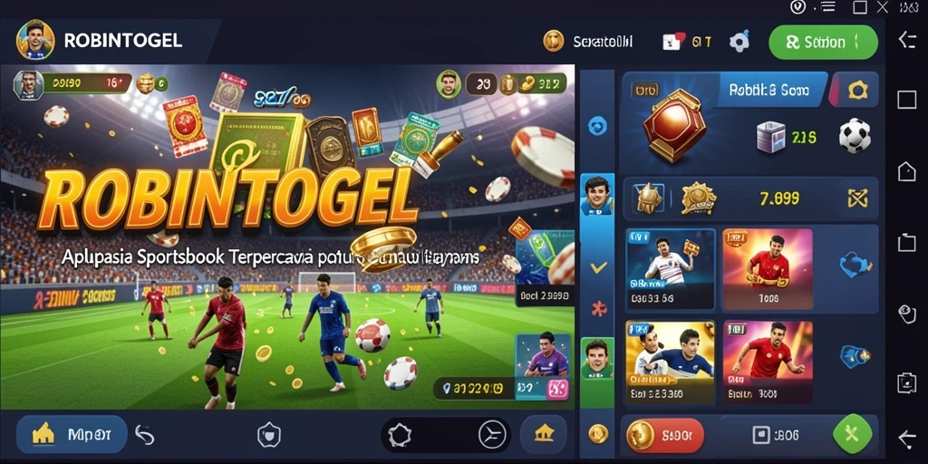 Screenshot gameplay ROBINTOGEL yang menunjukkan antarmuka Sportsbook yang menarik.