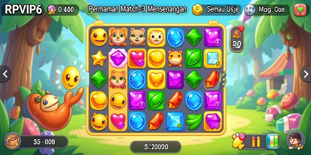 Gameplay seru RPVIP6 dengan tantangan mencocokkan item.