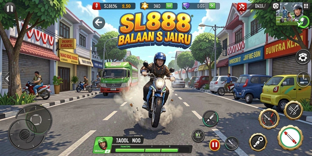 Tangkapan layar SL888 menunjukkan intensitas balapan di jalanan.