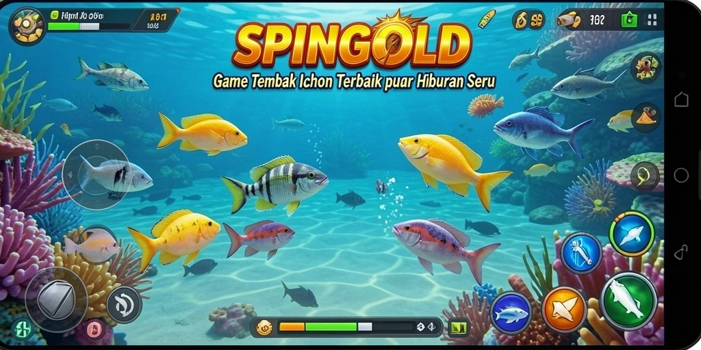 Tampilan gameplay menembak ikan yang seru di SPINGOLD.