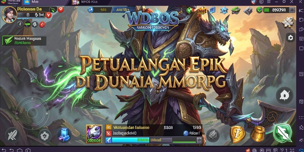 Tampilan gameplay epik dari WDBOS dalam dunia MMORPG.
