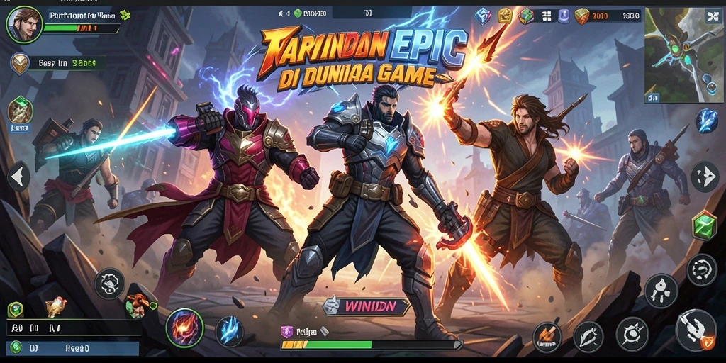 Tangkapan layar gameplay WINIDN menampilkan pertarungan epik antar karakter.